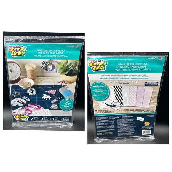 Shrinky Dinks Creative Pack 6 Printed Pattern Kids Art and Craft Activity - Picture 1 of 6